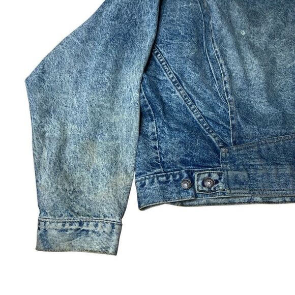 American Vintage 80s Levi’s Acid Wash White Tab Denim Trucker Jacket XL Thrashed - Picture 9 of 14